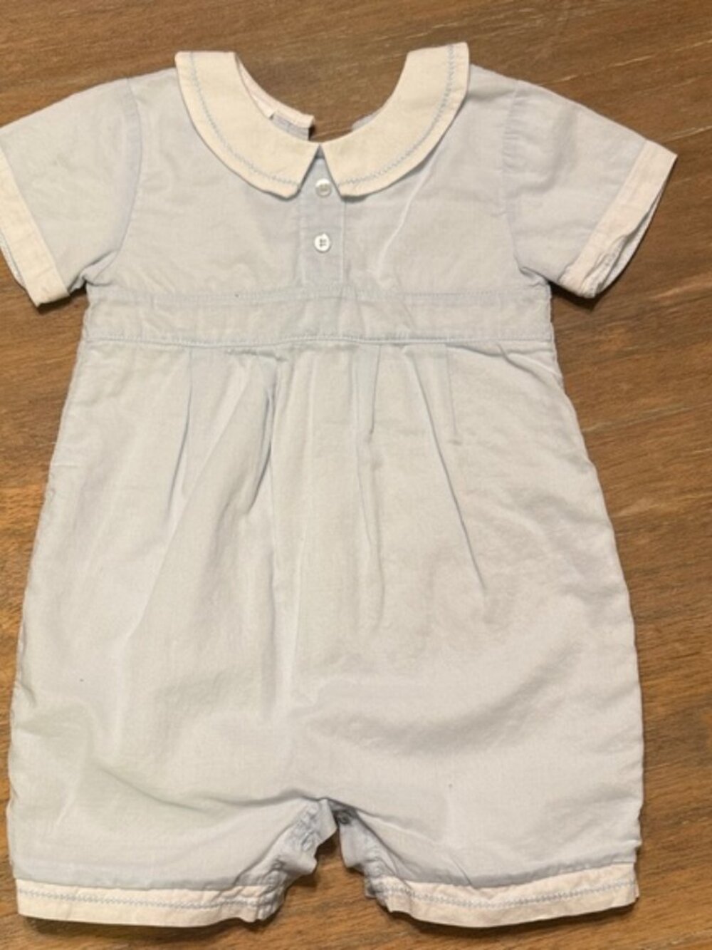Kissy Kissy Light Blue Baby Romper with Peter Pan Collar